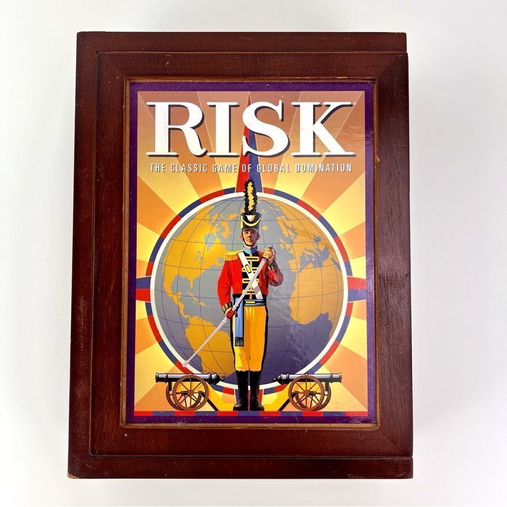 RISK Vintage Game Collection Edition Library Book Shelf Wood Box 2010 CO…